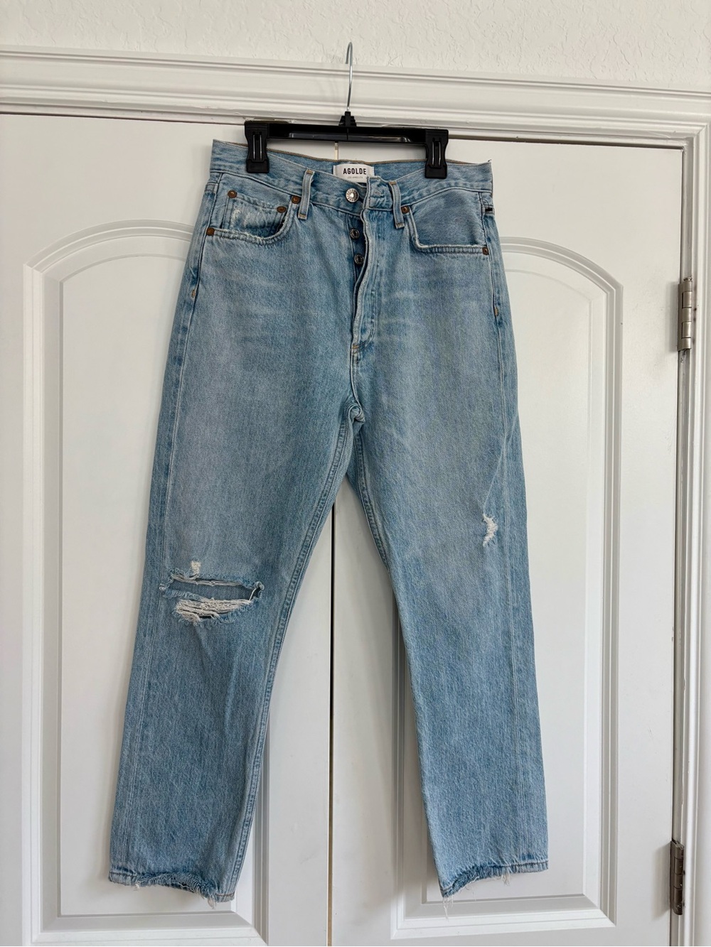 AGOLDE Light Wash Distressed Jeans